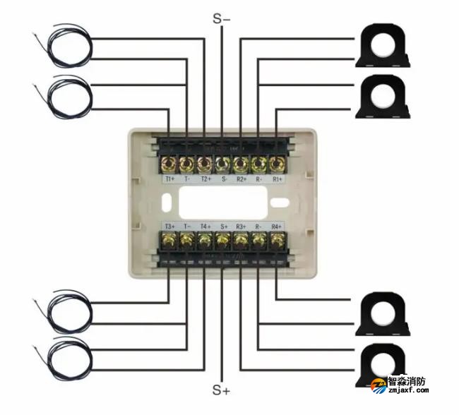 J-EI6713型組合式電氣火災(zāi)監(jiān)控探測器接線圖