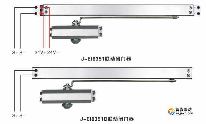 J-EI8351、J-EI8351D一體式聯(lián)動(dòng)閉門器接線圖