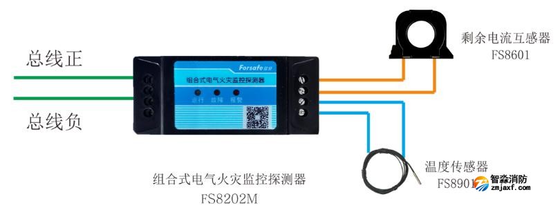 FS8202M組合式電氣火災(zāi)監(jiān)控探測器接線圖